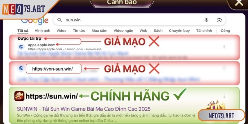 Cảnh Báo Sunwin Đang Bị Làm Giả - Nhận Diện Thông Qua Neo79 1 Cảnh báo Sunwin đang bị làm giả để người chơi đề phòng trước các mối nguy hại